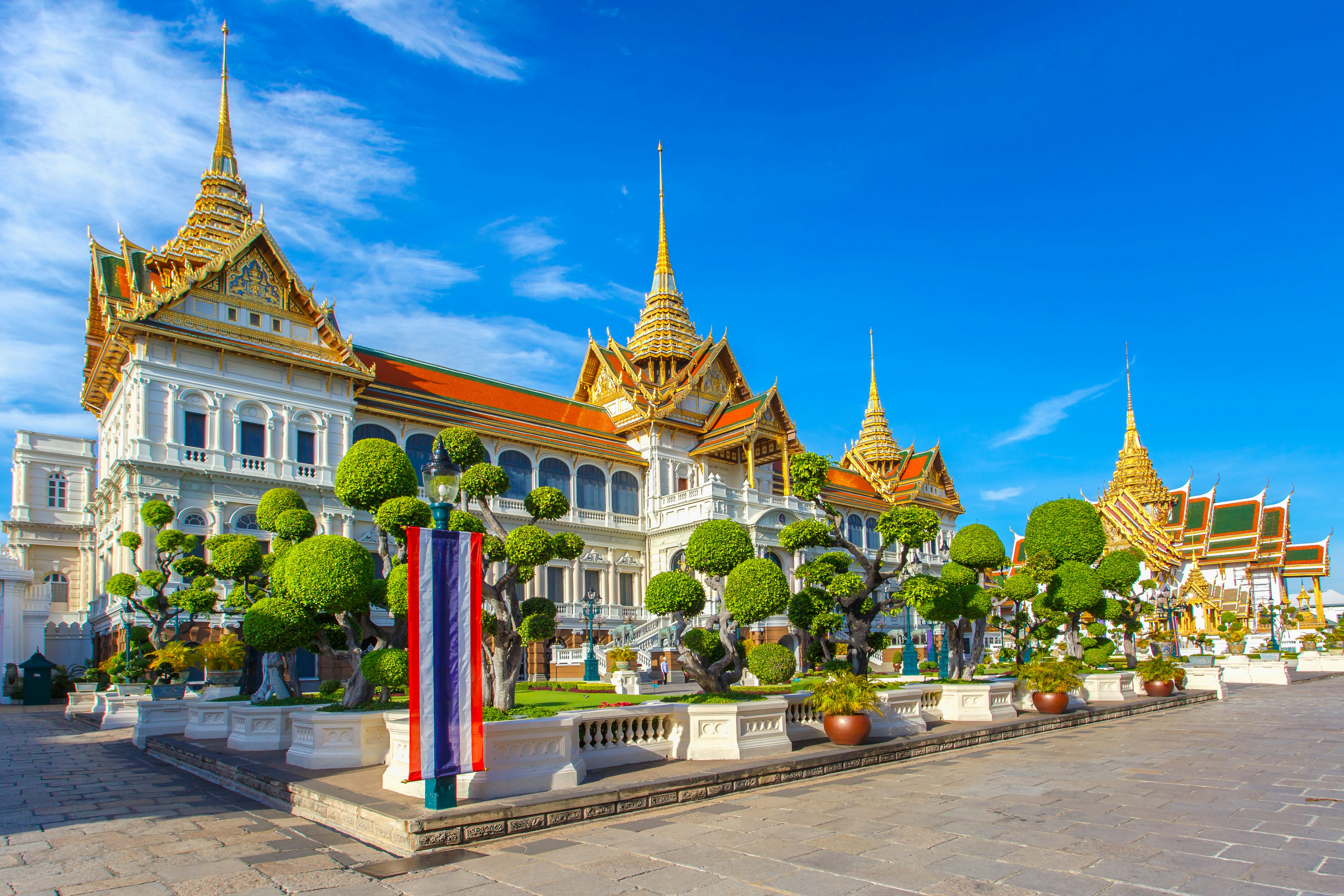 Grand palace, Wat pra kaew with blue sky, bangkok, Thailand