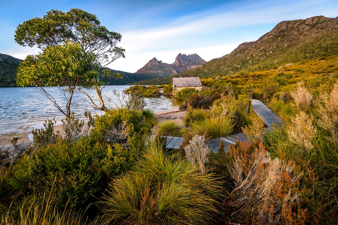 Dove Lake Boatshed at Cradle Mountain-Lake St Clair National Park in Tasmania.