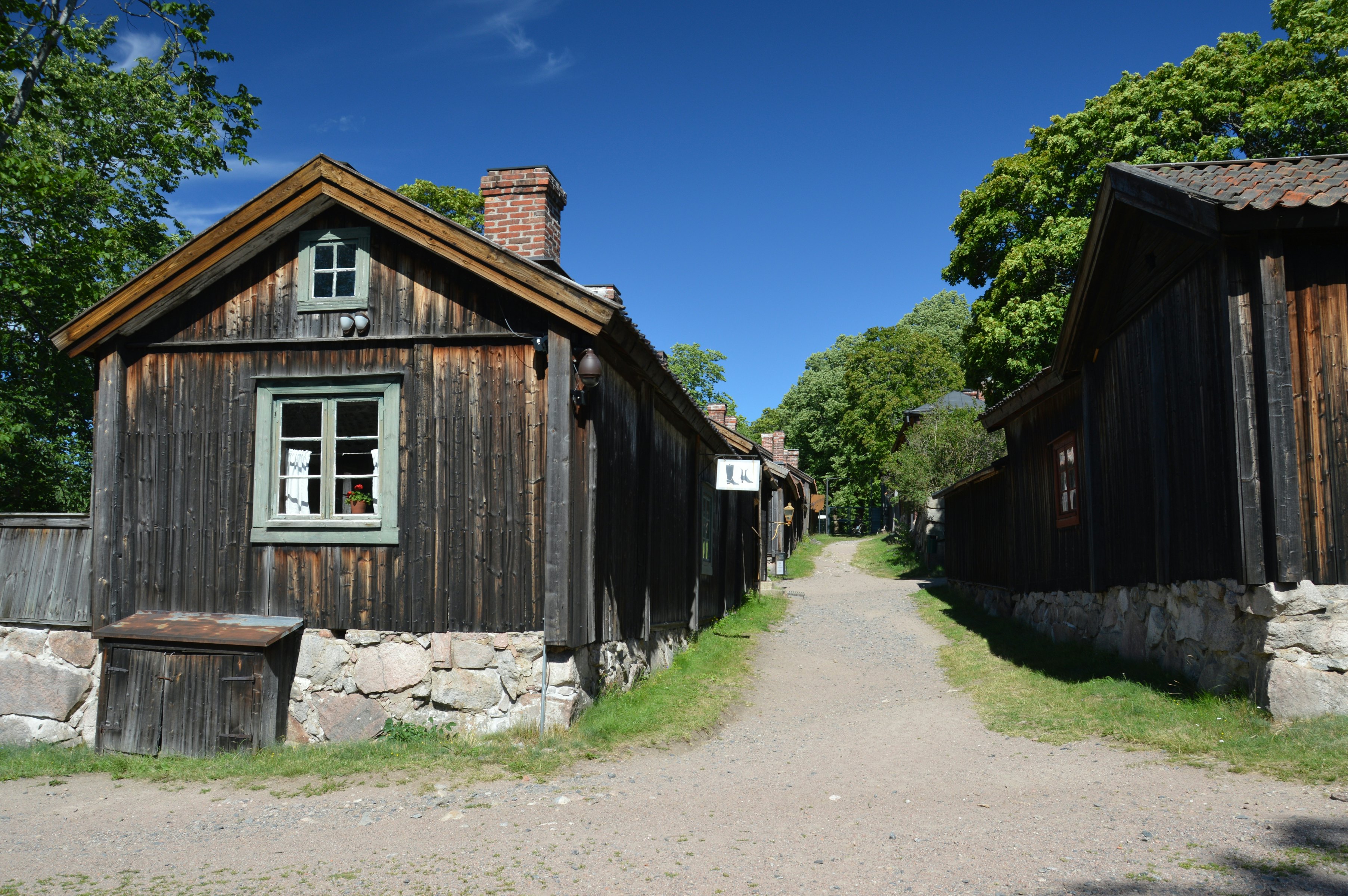 Old homes and artisan quarters in Luostarinmaki open air museum, Turku, Finland.