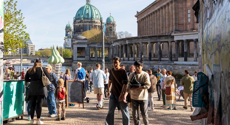 Berlin, Germany - 02 April 2024, People walk into the underground passage opposite the museum island. It's a weekend, there's a big crowd., License Type: media, Download Time: 2025-01-30T23:11:53.000Z, User: sashabrady26, Editorial: true, purchase_order: 65050 - Digital Destinations and Articles, job: Lonely Planet, client: Photo haul, other: Sasha Brady