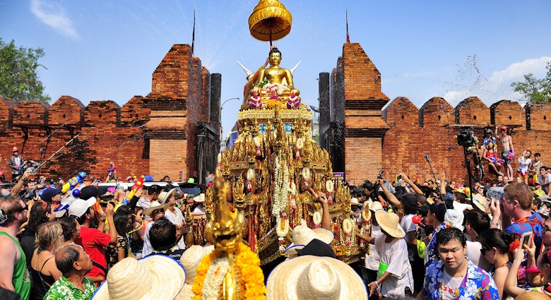 CHIANG MAI THAILAND - APRIL 13 : Chiangmai Songkran festival.The tradition of bathing the Buddha Phra Singh marched on an annual basis. With respect to faith. on April 13, 2015 in Chiangmai,Thailand., License Type: media, Download Time: 2025-04-09T17:49:53.000Z, User: rhylton_redventures, Editorial: true, purchase_order: 65050 - Digital Destinations and Articles, job: Lonely Planet, client: Songkran , other: Rhianydd Hylton